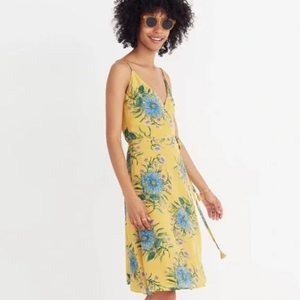 Women's Silk Wrap Dress in Painted Blooms - Madewell Size Small